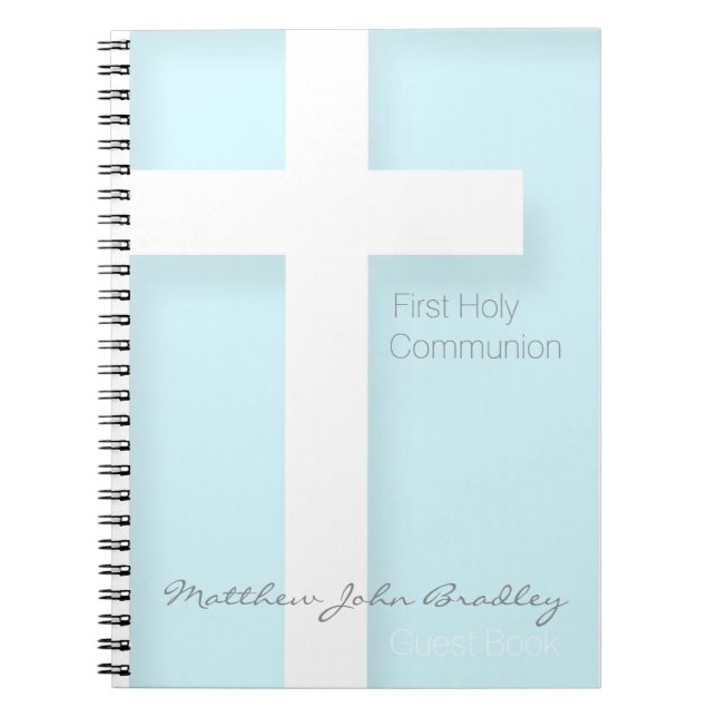 Modern First Holy Communion in Blue Guest Book (Front)