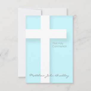 Modern First Holy Communion in Blue Invitation