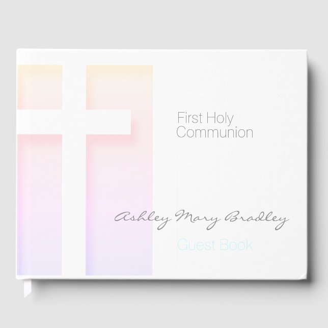 Modern First Holy Communion pastel colours Guest B Guest Book (Front)