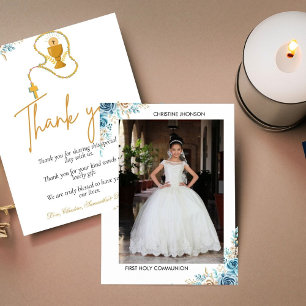 Modern first holy communion  thank you card