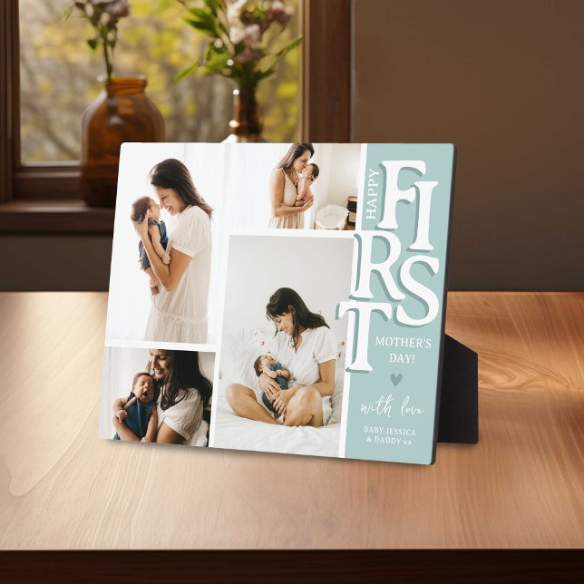 Modern FIRST Mother's Day Picture Collage Keepsake Plaque (Creator Uploaded)