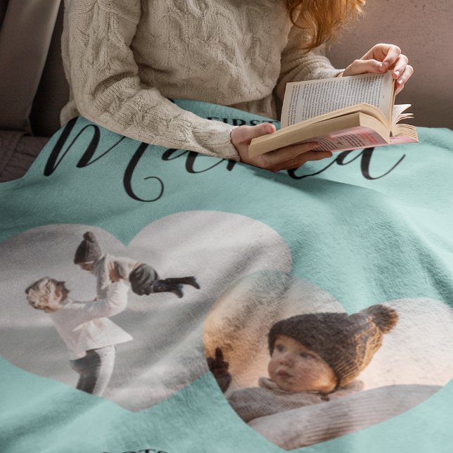 Modern First Time Mama | 2 Heart Photo Fleece Blanket (Creator Uploaded)