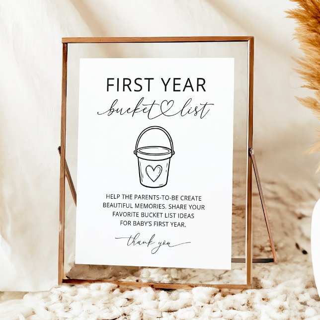 Modern First Year Bucket List Baby Shower Sign (Creator Uploaded)