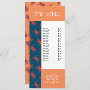 Modern Fish Seafood Crab Restaurant Pattern Menu