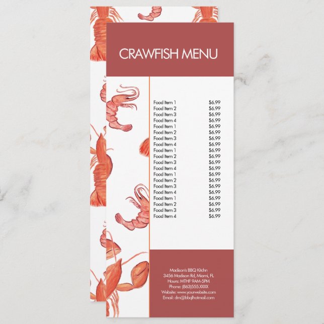Modern Fish Seafood Crawfish Restaurant Menu (Front/Back)