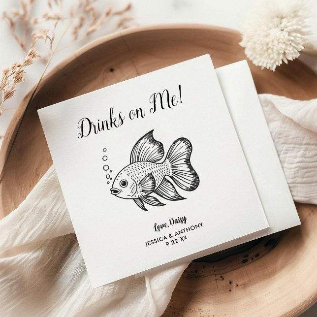 Modern Fish Wedding Cocktail Napkins  (Creator Uploaded)