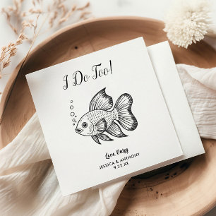 Modern Fish Wedding Cocktail Napkins 