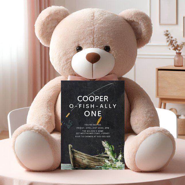 Modern Fishing 1st Birthday Invitation (Creator Uploaded)