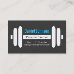 Modern Fitness Personal Trainer Weights Black Business Card