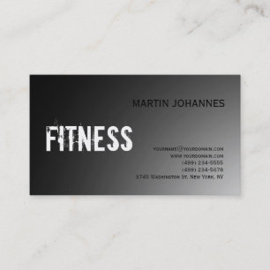 Modern Fitness Sport Grey Business Card