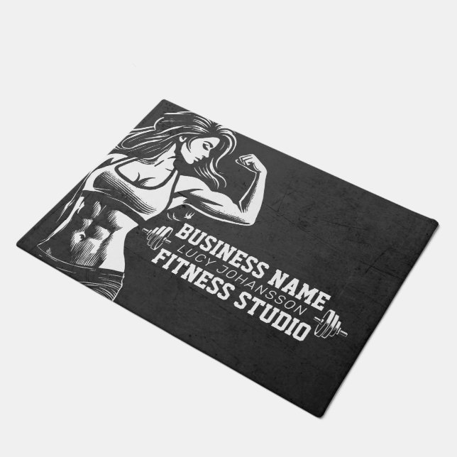 Modern Fitness Trainer Bodybuilding Gym Instructor Doormat (Angled)