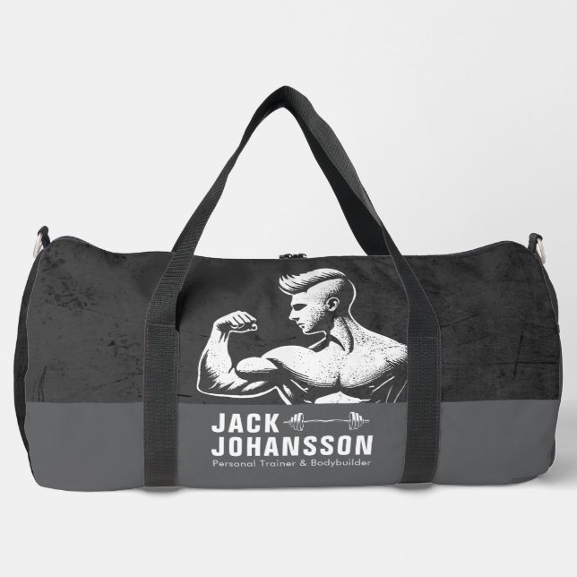 Modern Fitness Trainer Bodybuilding Gym Instructor Duffle Bag (Front)