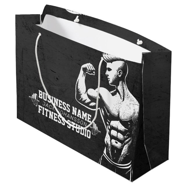 Modern Fitness Trainer Bodybuilding Gym Instructor Large Gift Bag (Back Angled)