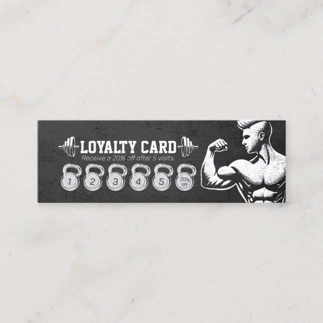 Modern Fitness Trainer Bodybuilding Gym Instructor Loyalty Card (Front)