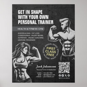 Modern Fitness Trainer Bodybuilding Gym Instructor Poster