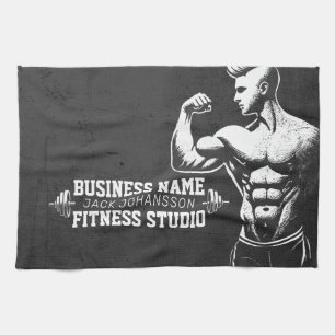 Modern Fitness Trainer Bodybuilding Gym Instructor Tea Towel