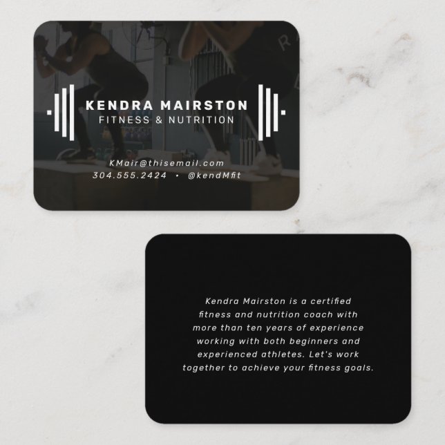 Modern fitness trainer business card with photo (Front/Back)