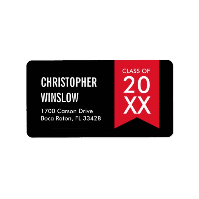 Modern Flag Graduation Labels - Red (Front)