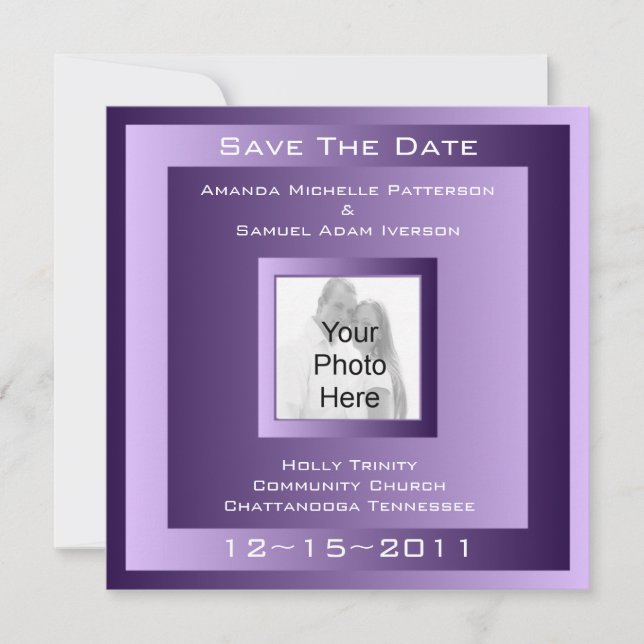 Modern Flair / Royal Plum Elegance Save The Date (Front)