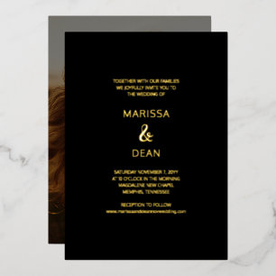Modern Flair Script Minimalist Black Photo Wedding
