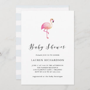 Modern Flamingo   Baby Shower Invitation