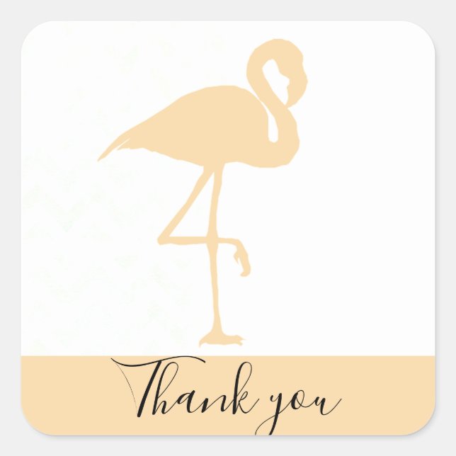 Modern Flamingo, Thank You Square Sticker (Front)