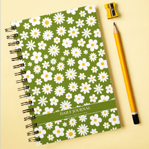 Modern Flat Graphic Daisy Green Notebook