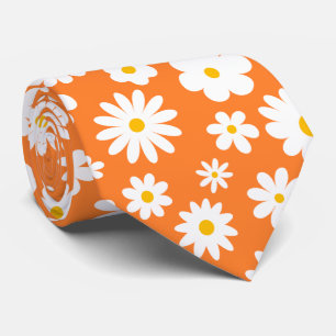 Modern Flat Graphic Daisy Orange Tie