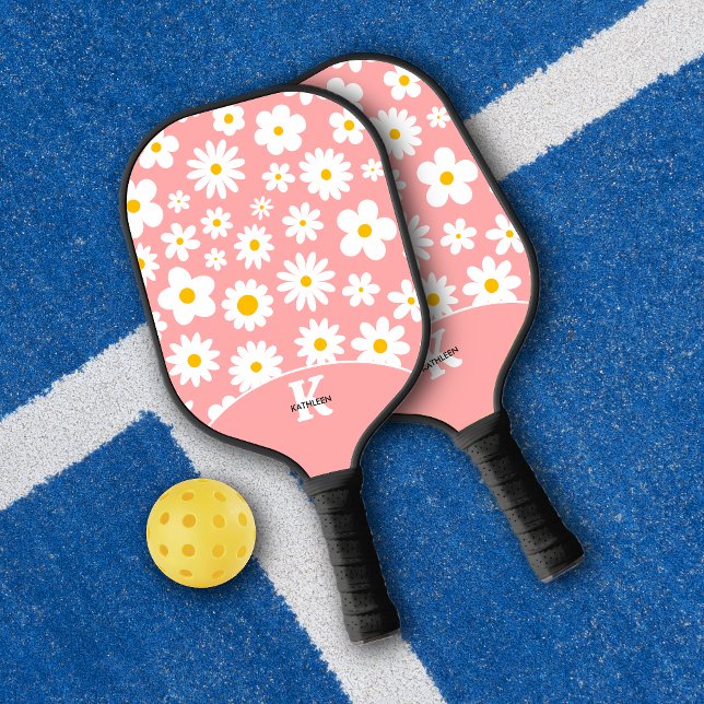 Modern Flat Graphic Daisy Pink  Pickleball Paddle (Creator Uploaded)