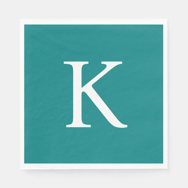 Modern Flat Graphic Daisy Teal Napkin (Front)