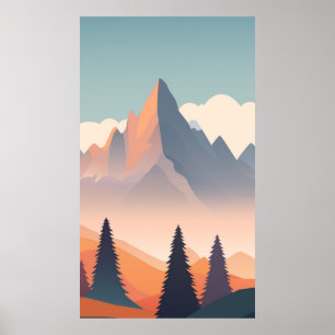 Modern flat mountains poster