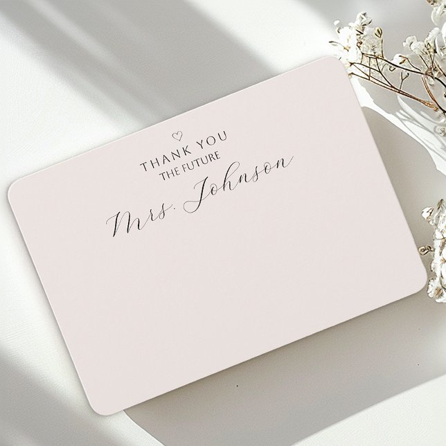 Modern Flat Thank You Card | The Future Mrs. (Simple Elegant Thank You Card)