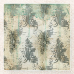 Modern Fleur De Lis Design Glass Coaster