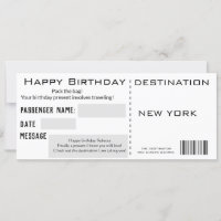 Modern Flight Ticket Style Present Birthday