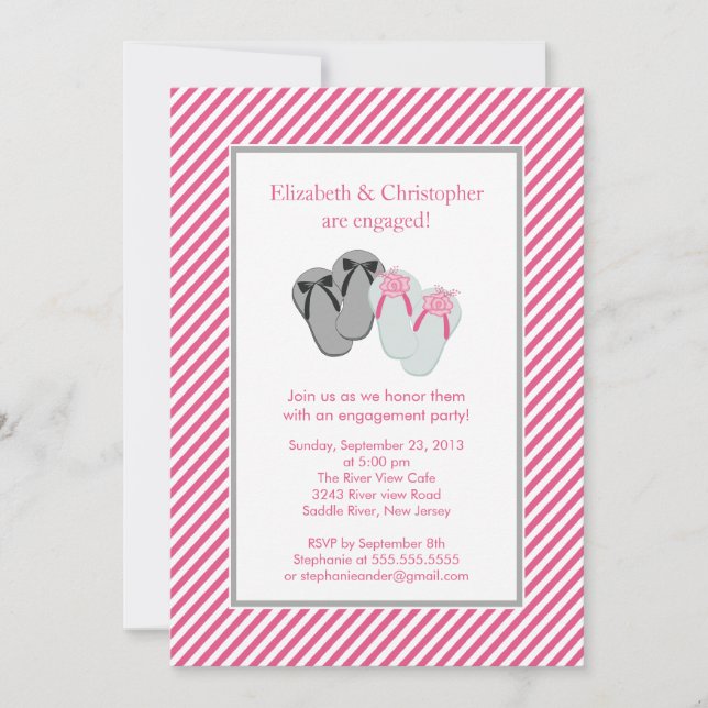 Modern Flip Flops Couple Engagement Party Invitation (Front)