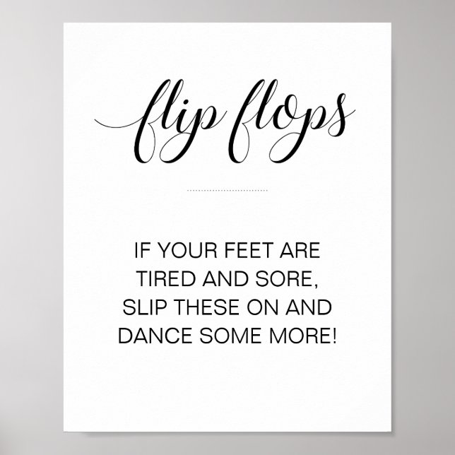 Modern Flip Flops Dancing Shoes Wedding Sign (Front)