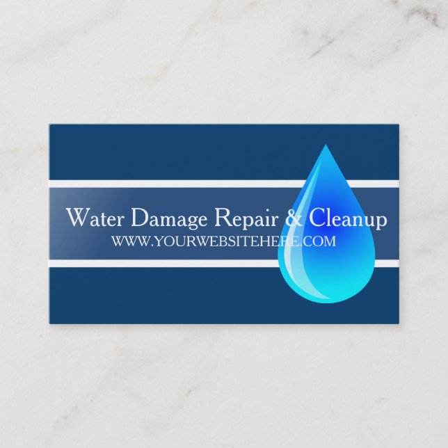 Modern Flood Water Damage Service and Cleanup Business Card (Front)