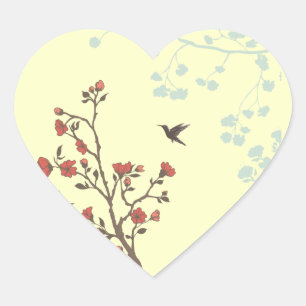 Modern Floral 2 Heart Sticker