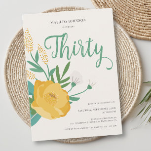 Modern Floral 30th Birthday Party Invitation