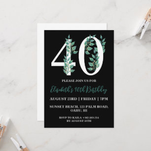 modern floral 40th birthday invitations