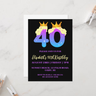 modern floral 40th birthday invitations