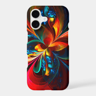 Modern Floral Abstract Art Orange Blue Pattern #14