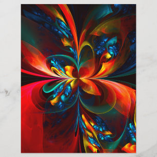 Modern Floral Abstract Art Orange Blue Pattern #14