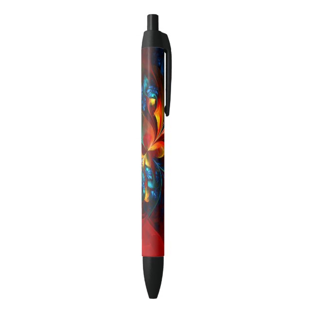 Modern Floral Abstract Art Orange Blue Pattern #14 Black Ink Pen (Bottom (Vertical))