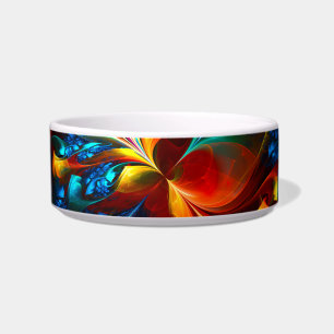 Modern Floral Abstract Art Orange Blue Pattern #14 Bowl