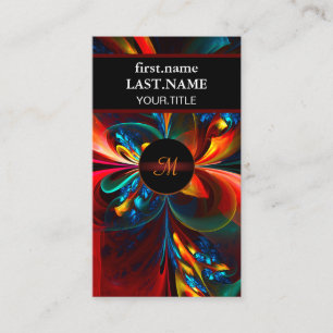 Modern Floral Abstract Art Orange Blue Pattern #14 Business Card