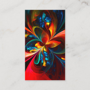 Modern Floral Abstract Art Orange Blue Pattern #14 Business Card