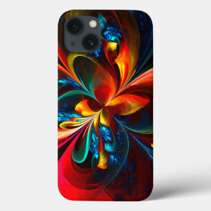 Modern Floral Abstract Art Orange Blue Pattern #14 iPhone 13 Case