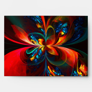 Modern Floral Abstract Art Orange Blue Pattern #14 Envelope