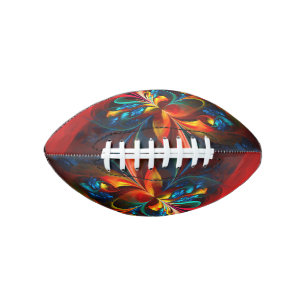 Modern Floral Abstract Art Orange Blue Pattern #14 Football